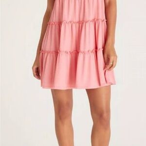 Z SUPPLY Carina Tiered Strappy Pink Mini Sundress size M